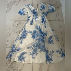 Lela Rose Blue and White Floral Dress